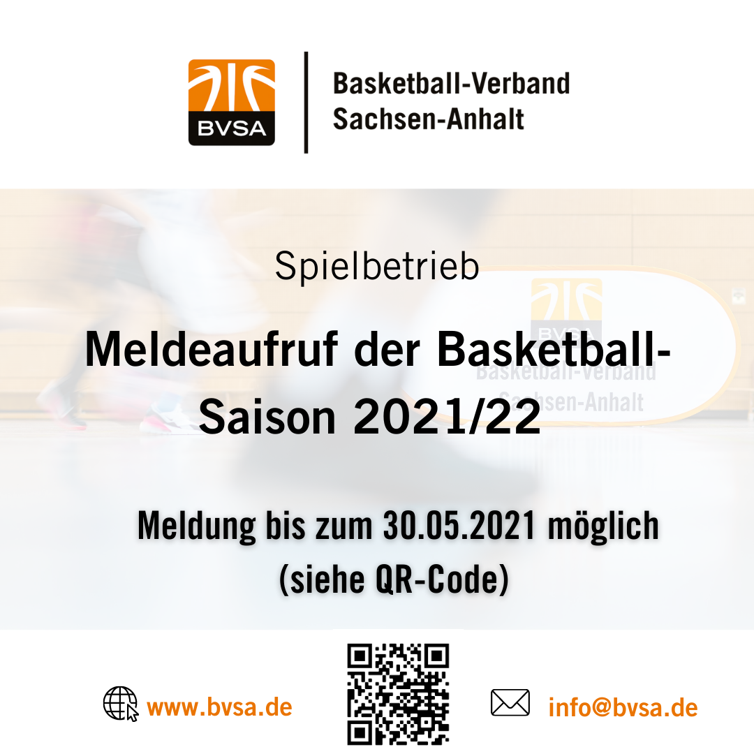 Meldeaufruf zur Basketballsaison 2021/22 // Grafik: BVSA